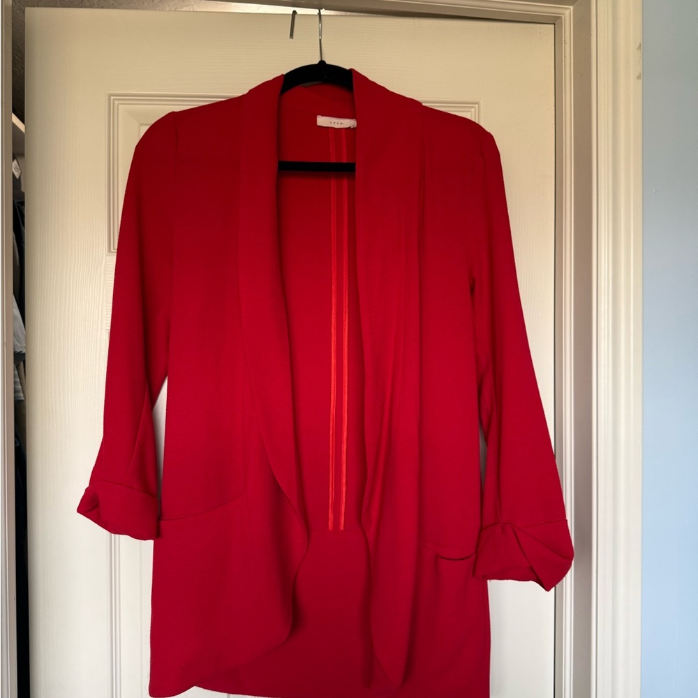 Lush Red Open-Front Blazer Jacket